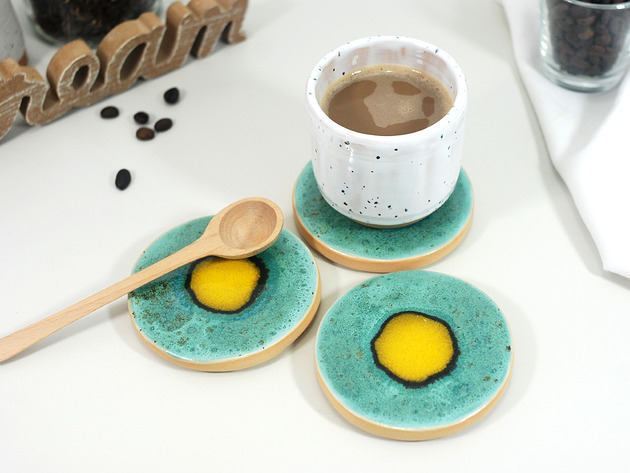 podkładki do kuchni Ceramiczne podkładki na stół - pawie oko