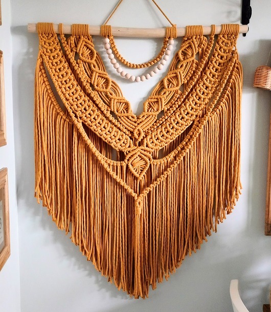 makramy OD RĘKI Makrama Salsa XL musztarda