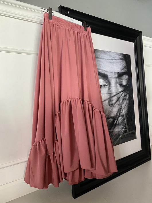 Asymetryczna długa spódnica HELENA Dark Pink elevenstory