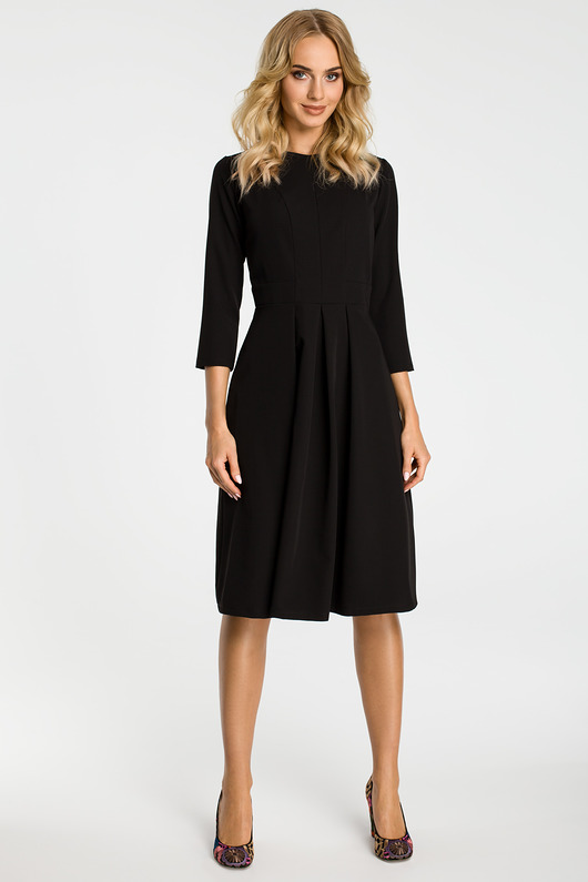 sukienki midi damskie Sukienka z kontrafałdami-czarna(M-335)