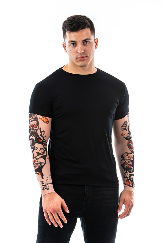 t-shirty męskie Czarny t-shirt męski z tatuażami Smoke & Hazard