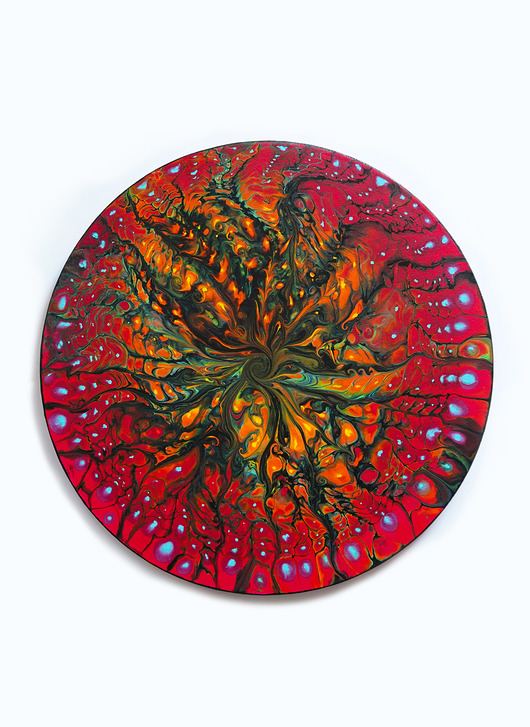 obrazy Okrągły obraz "Strange thing" średnica 40 cm, świeci w UV abstrakcja