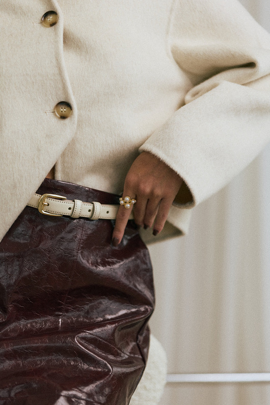 paski damskie Pasek skórzany Beżowy Little Creamy