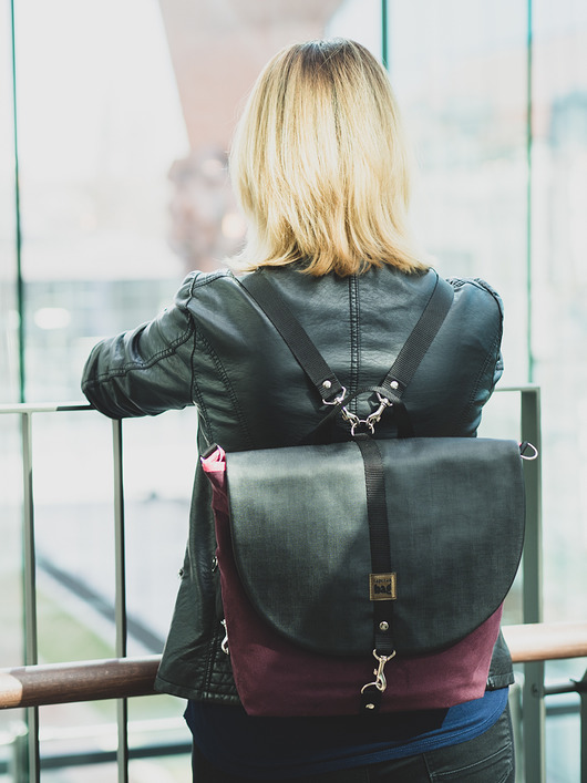 Bordowy plecak 2w1 eco. Torbister 012 Tapczan bag