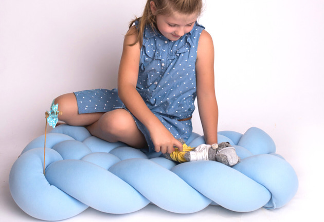 pufa dla dziecka Siedzisko krata baby blue WYPRZEDAŻ