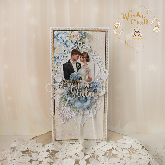 zaproszenia i kartki na ślub Romantyczna kartka ślubna, pamiątka ślubu Hydrangea3" GOTOWA