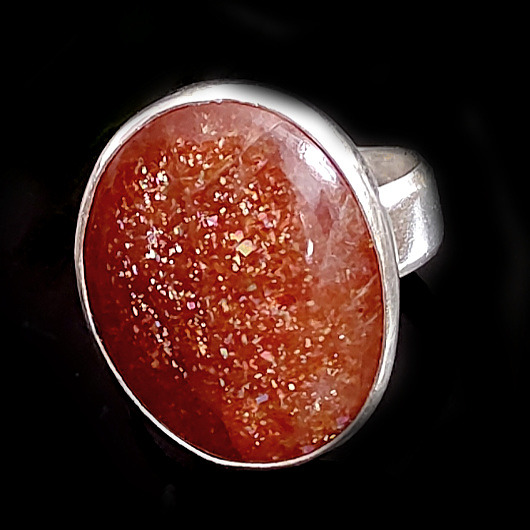 pierścionki srebrne Sunstone  połyskliwy kamień słoneczny