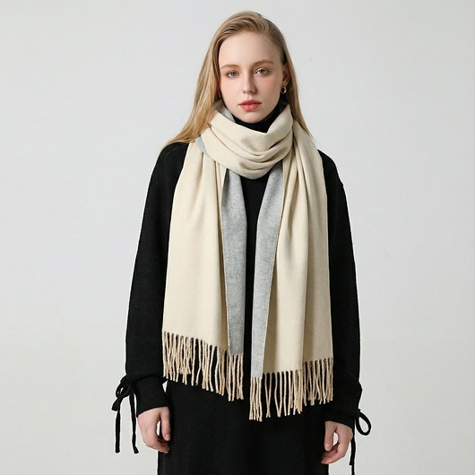 szale damskie SZAL SZALIK kaszmir 100% kaszmirowy beżowy szary