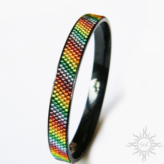 Rainbow, tęczowa bransoletka na bazie, beading Sol