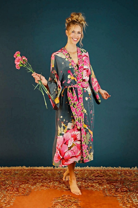 szlafroki damskie Kimono szlafrok  -Magic Peony