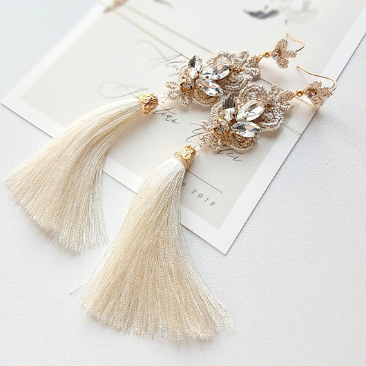 Lace Me Tassel Line Gold - kolczyki z chwostem PiLLow Design