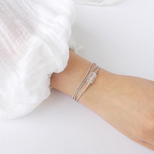 bransoletki na sznurku Kryształ górski Bransoletka lniana NATURE