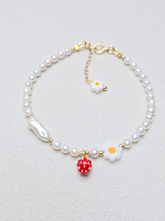 bransoletki złote Bransoletka Poziomka w Perłach