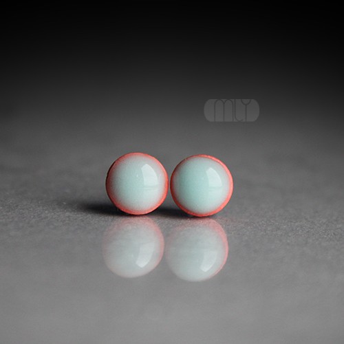 kolczyki ceramiczne Mini Seladonowe 6mm/stal chirurgiczna