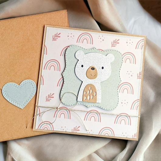 kartki, zaproszenia na chrzest MIŚ beżowy: kartka handmade na urodziny, roczek