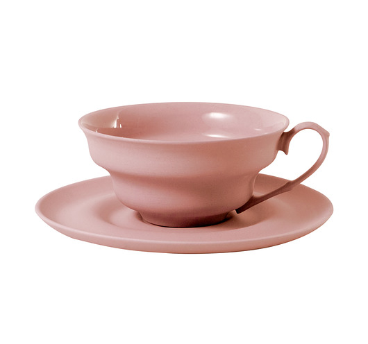 kubki i filiżanki Filiżanka  XL ze spodkiem / różowa porcelana