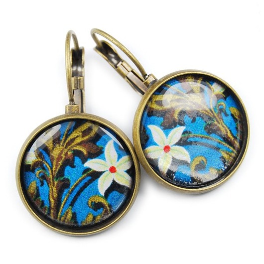NIEBIESKIE KWIATY kolczyki Ikati Jewellery