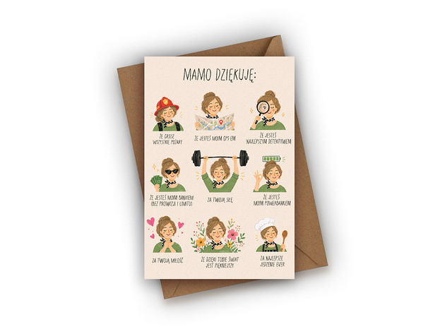 kartki okolicznościowe - wydruki Kartka dla Mamy- Mamo dziękuję...