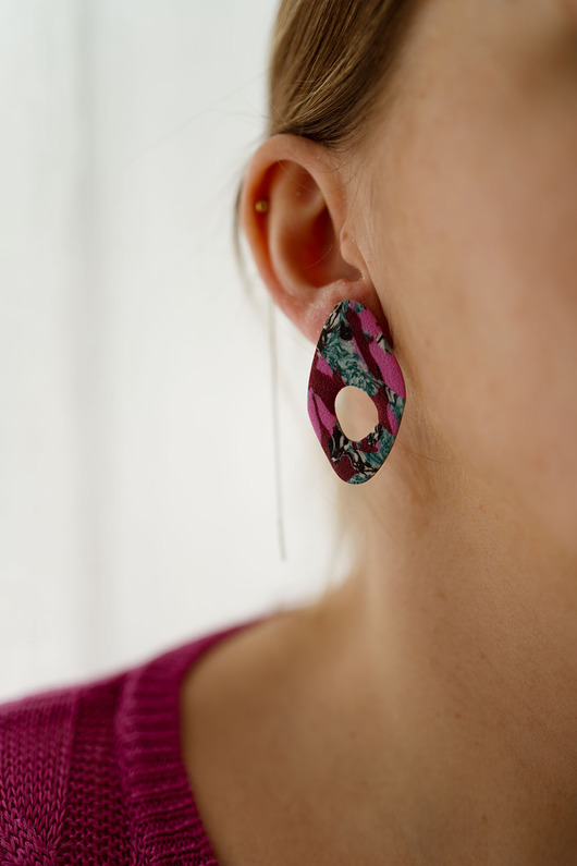 kolczyki z masy plastycznej Sztyfty w organicznym kształcie