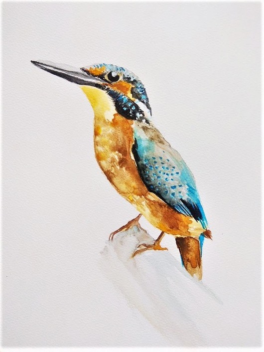 Akwarela Ptak Zimorodek Wiktoria Borys Art