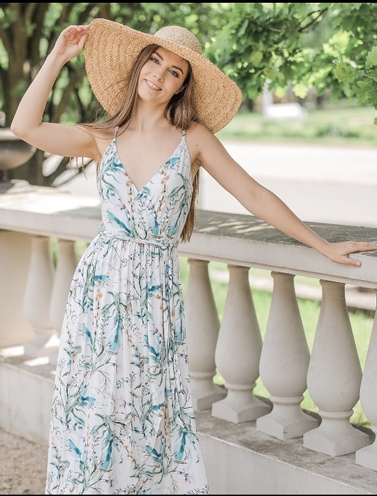 sukienki maxi damskie Sukienka TULIPAN print ecru