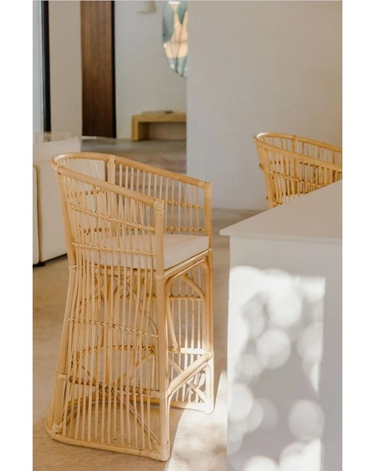 krzesła Krzesło Barowe Krzesło Rattanowe z Poduszką Lora