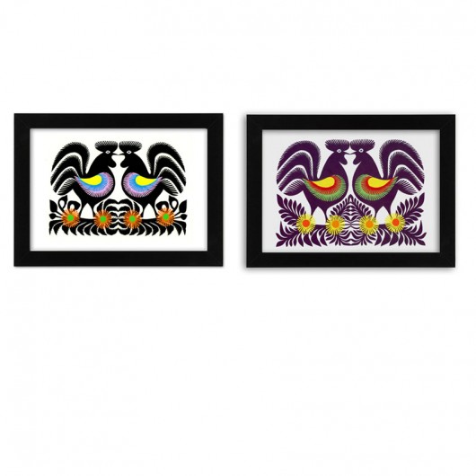 ROOSTERs Art Papercuts (Kurpie)_set of 2 pcs     na ludowo