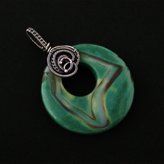 wisiory Ina - duży wisior wire-wrapping z agatem