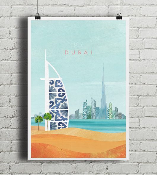 Dubaj - vintage plakat art giclee minimalmill