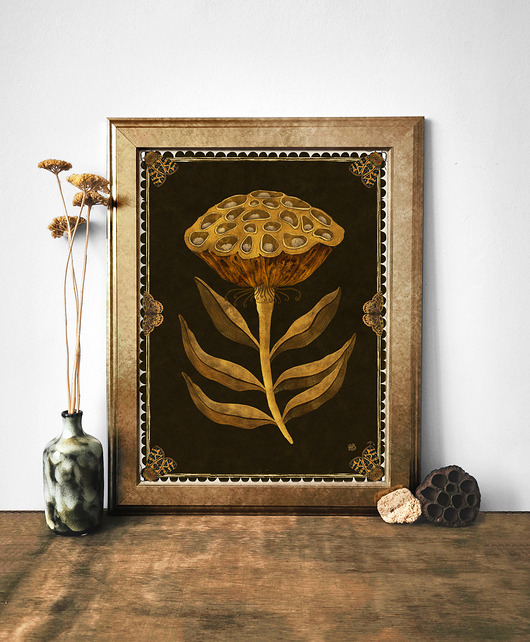 plakaty Dry lotus, plakat botaniczny, plakat boho, plakat kwiaty, lotos