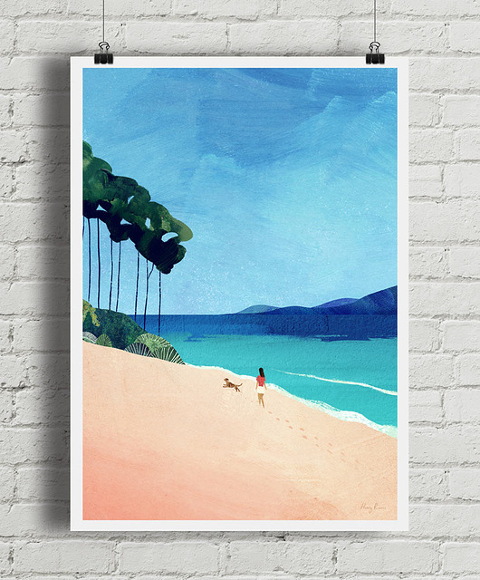 plakaty Plakat Złota plaża - spacer nad oceanem