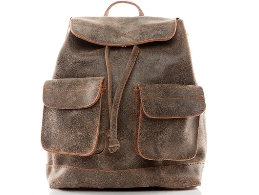 plecaki Brązowy plecak skórzany zamszowy damski Belveder