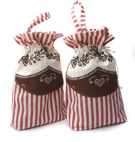zestaw woreczków kuchennych -rustykalne paski- elfagado