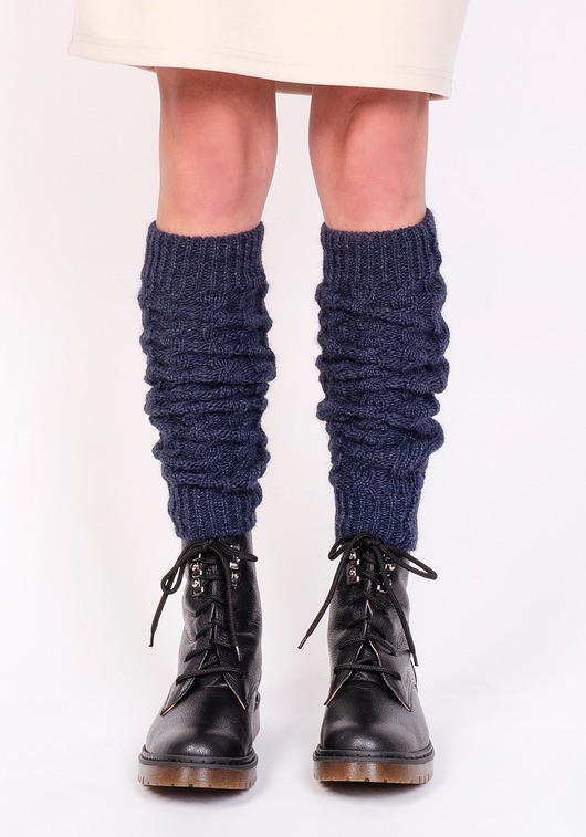 rękawiczki damskie Getry lub rękawki w warkoczowy wzór - jeans