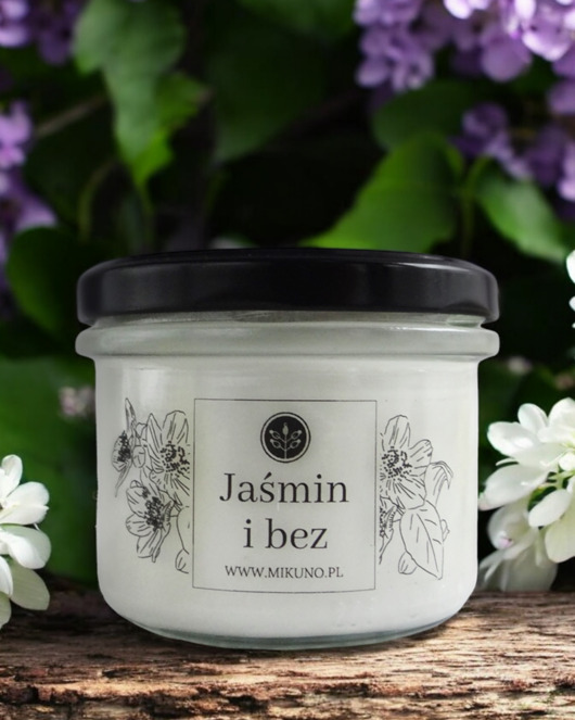 świece zapachowe Świeca sojowa JAŚMIN I BEZ 235 ml Mikuno
