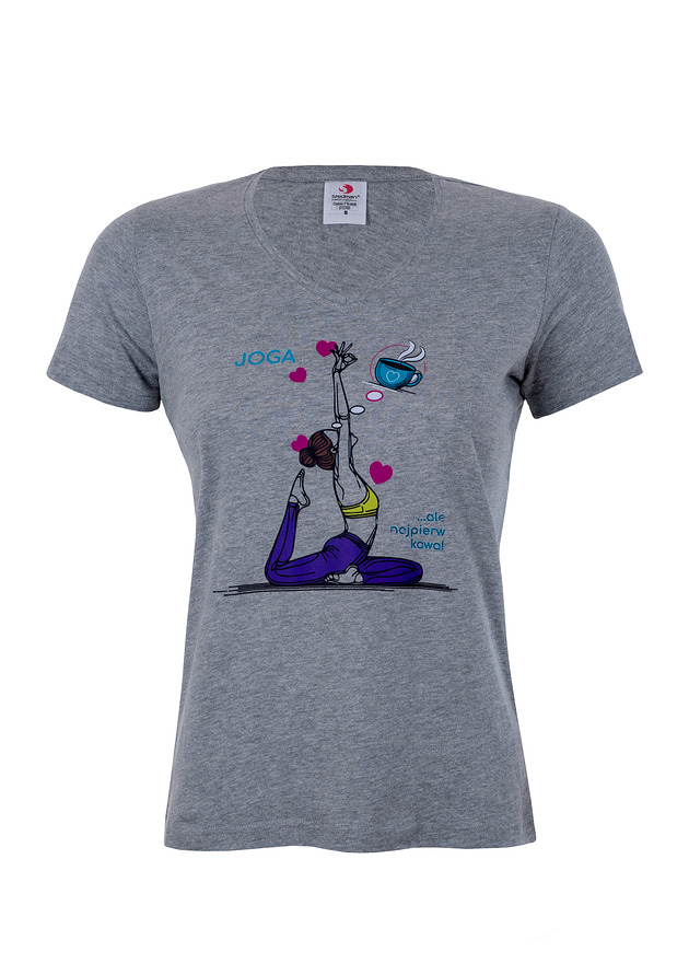 t-shirt damskie Bluzka t-shirt kawa JOGA  szara