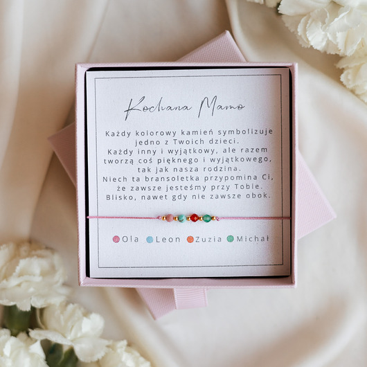 bransoletki na sznurku Bransoletka z kamieni dla mamy, blisko serca, prezent na dzień mamy