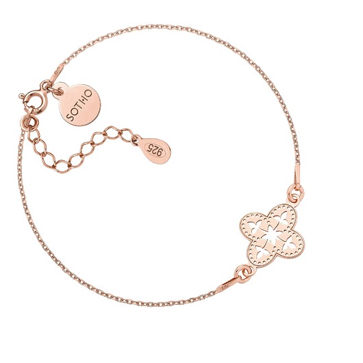 bransoletki złote Bransoletka z różowego złota z ażurową rozetką