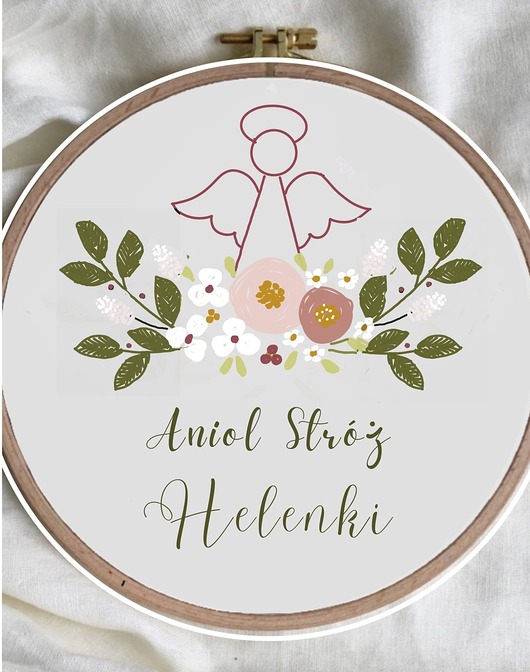 Chrzest - inne Tamborek haftowany- anioł 23cm
