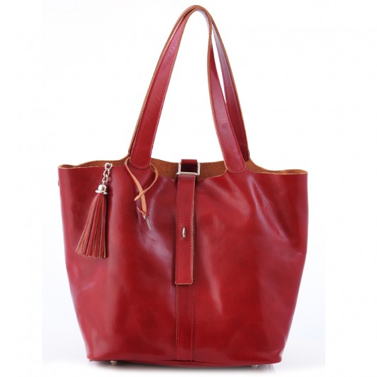 Torebka skórzana na ramię S 06 Red Vera Bags