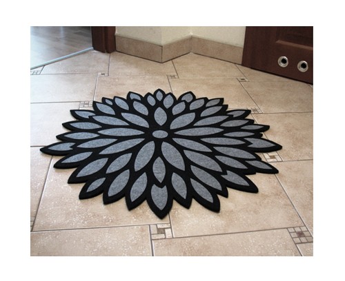 dywany Filcowy dywan Aster czarny, śr. 80cm