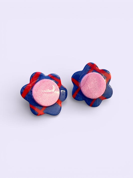 kolczyki z masy plastycznej Kolczyki Kwiatki Chess