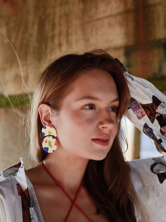 kolczyki z masy plastycznej Kolczyki wiszące lastryko