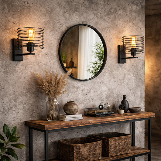 kinkiety Czarna lampa ścienna do sypialni w stylu loft AROLA LOFT