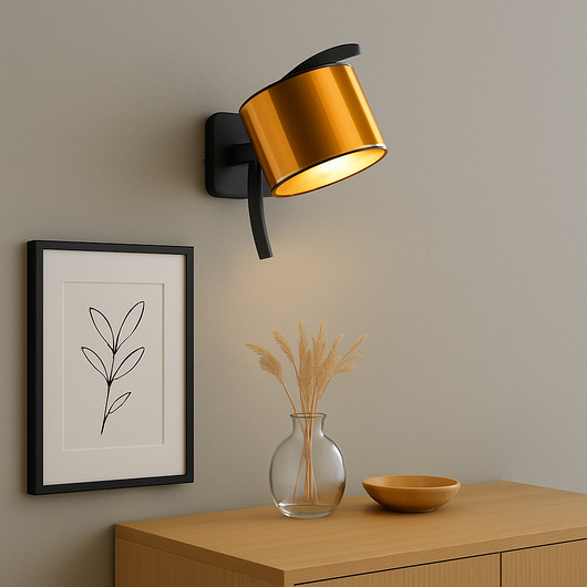 kinkiety Czarno-miedziany kinkiet do salonu TEKSAS MIRROR w stylu glamour