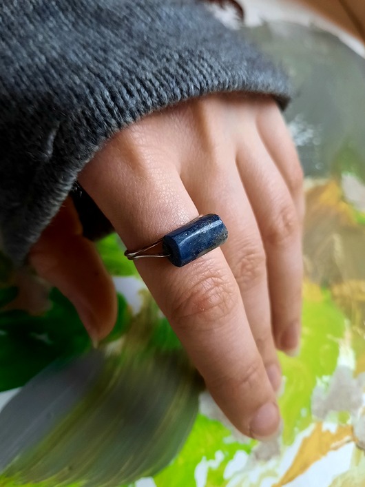 pierścionki srebrne Pierścionek NIEBO SODALIT amulet rozmiar 17, srebro 925