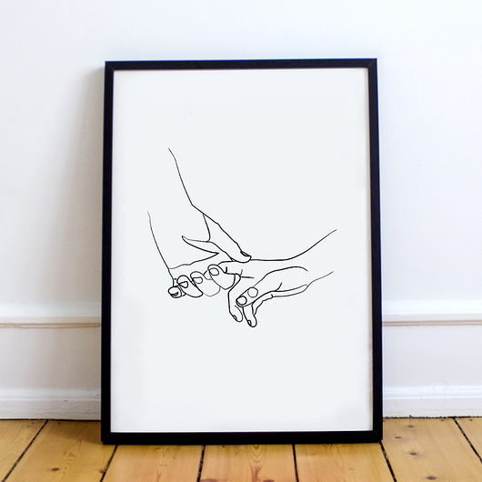 plakaty Plakat Splecione Dłonie - kolekcja Single Lines