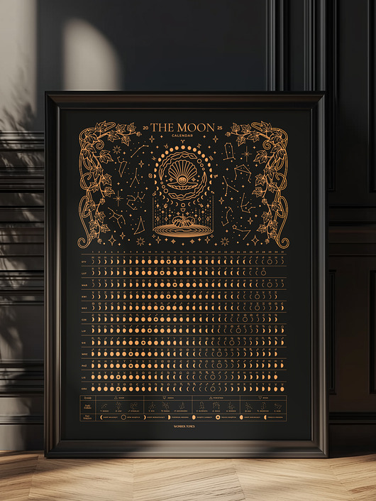 plakaty Plakat Kalendarz Faz Księżyca 2025 Black format 40x50cm