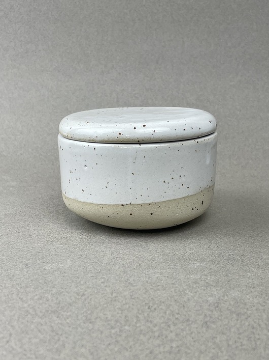 French Butter Dish / White Sand Happy Tree Pottery