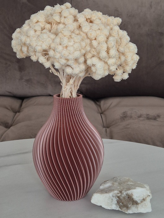 wazony Wazon dekoracyjny ryflowany ozdobny 3d brudny róż wrzos jagoda perłowy